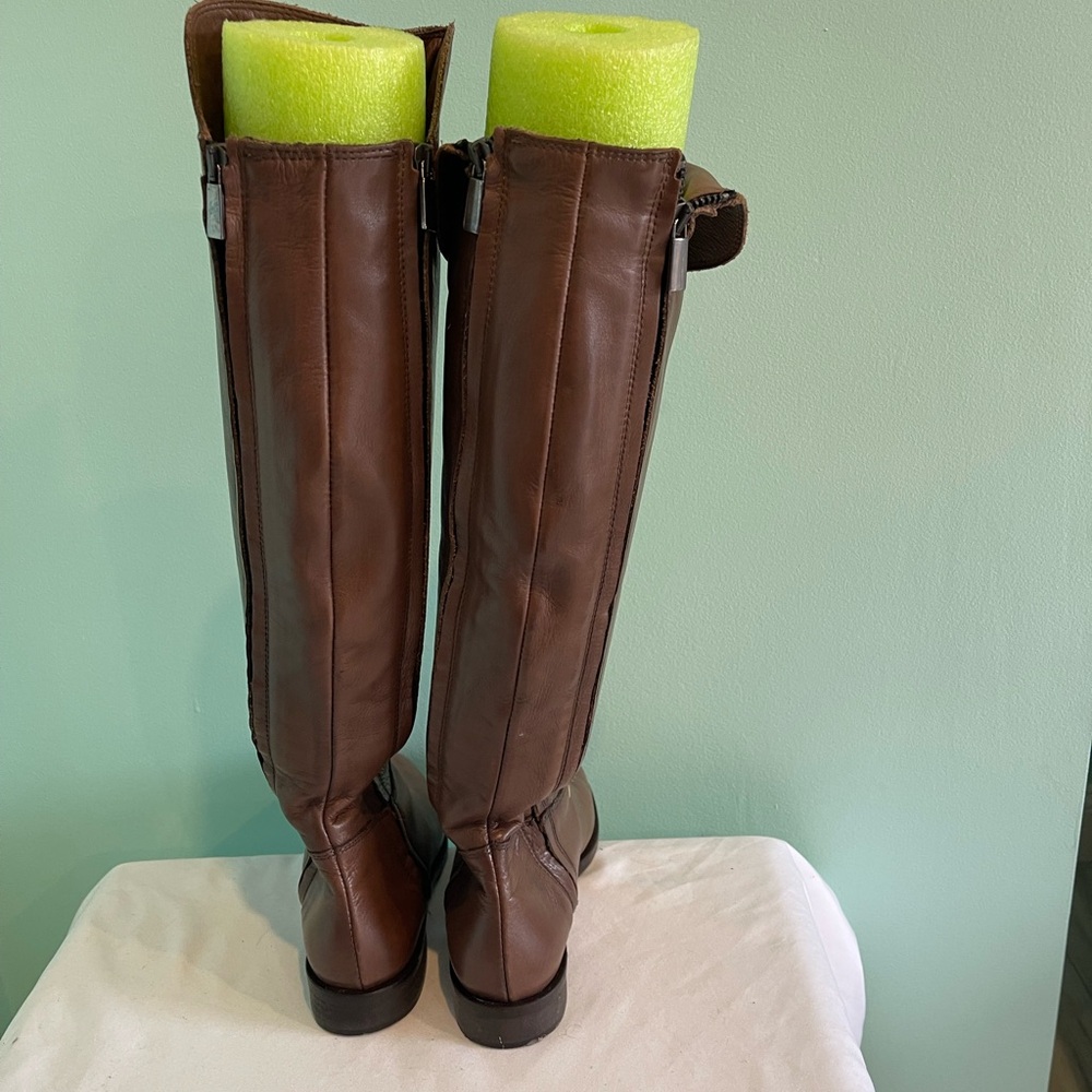 Women's Over-the-Knee Brown Leather Boots - Classic Tall Riding Style - Picture 5 of 8